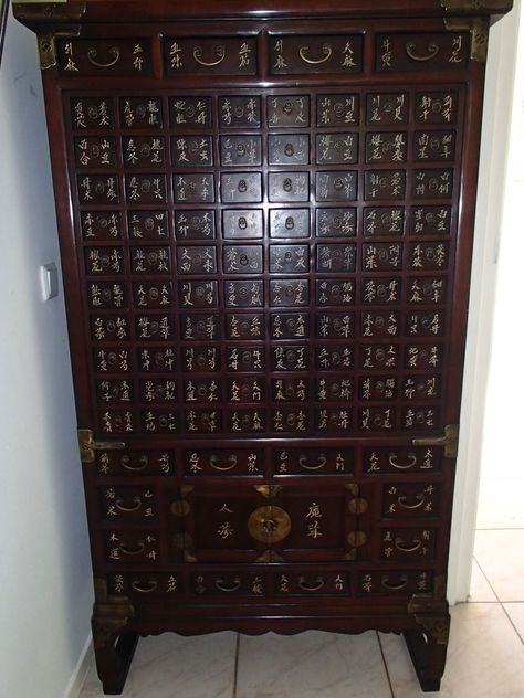 Japanese medicine/apothecary cabinet...freaking awesome Void Oc, Japanese Medicine, Industrial Cabinets, Asian Furniture, Apothecary Cabinet, Freaking Awesome, Holistic Healing, Wooden Box, Apothecary