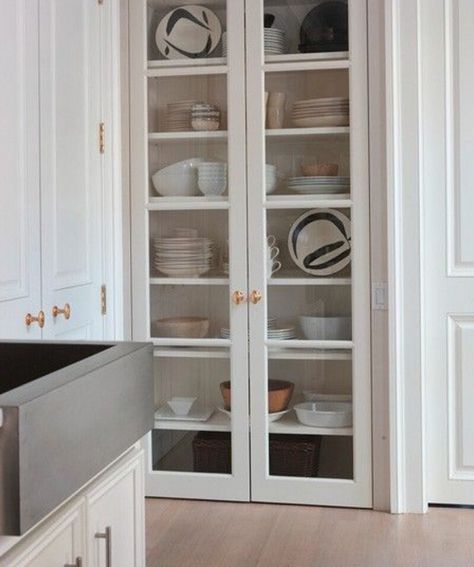 Model Dapur, Kabinet Dapur, Glass Front Cabinets, Kitchen Pantry Cabinets, Whimsical Wonderland, Kitchen Cabinet Organization, Pantry Cabinet, Trendy Kitchen, Kitchen Cabinet Design