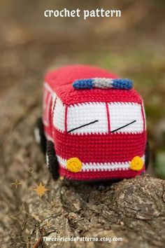 Amigurumi fire truck crochet pattern for boy, handmade car pattern, PDF pattern in English Crochet Fire Truck, Truck Crochet Pattern, Crochet Fire, Truck Crochet, Loom Crochet, Diy Pet Toys, Diy Crochet Toys, Car Pattern, Crochet Car