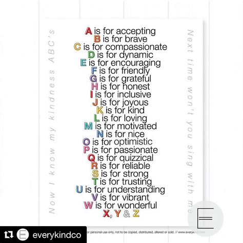 I LOVE this poster form @everykindco! It would be an amazing addition to any classroom! #backtoschool #classroomdecor #teacher Kindness Scripture, Playroom Classroom, Abc Print, Abc Printables, Mindfulness For Kids, 11x14 Print, Spread Kindness, Room Color, Quote Art