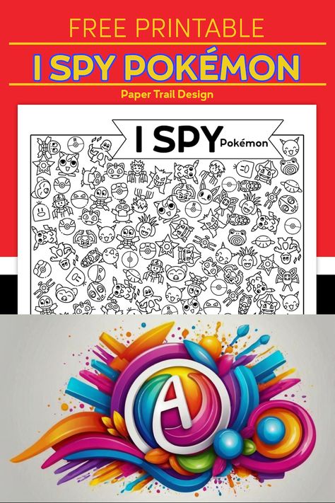 Free Printable I Spy Pokémon Exercise - Paper Path Design Path Design, Paper Trail, Flower Coloring Pages, I Spy, Free Printable, Free Printables, Coloring Pages, Pokemon, Flowers