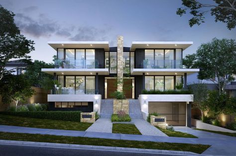 Jamisa Architects Duplex Architecture, Duplex Ideas, Dual Occupancy, Double House, Townhouse Exterior, Two Story House Design, Apartments Exterior, Duplex Plans, Modern Townhouse