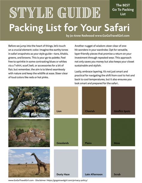 Safari Travel Packing - The best go to packing list for safari travel - Think Kenya, Tanzania, Masai Mara - or South America, Australia. Safari Packing List Kenya, Kenya Packing List, Safari Packing List South Africa, Masai Mara Safari Outfit, Kenya Safari Masai Mara, Safari Packing List, Safari Clothing, Masai Mara Safari, Africa Holiday