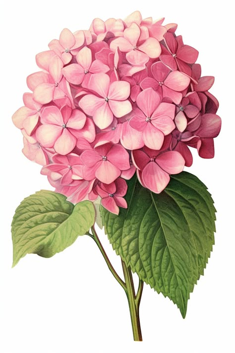 Hydrangea Clipart, Digital Art Software, Watercolor Hydrangea, Beautiful Flower Drawings, Botanical Flower Art, Watercolor Flower Art, Pink Hydrangea, 수채화 그림, Fruit Print