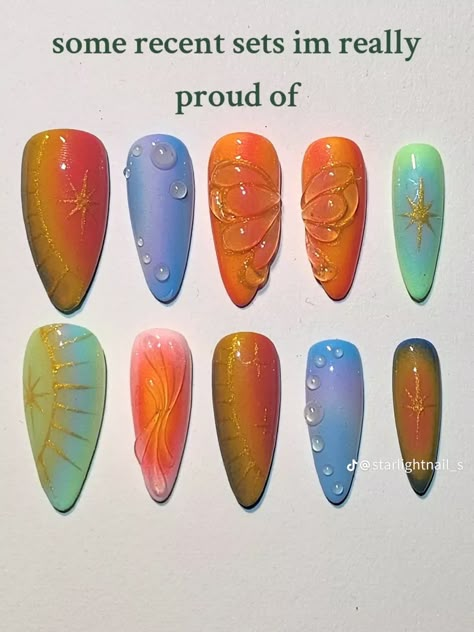 Sensory Nails, Creative Nail Ideas, Summer Nails Inspiration, Hippie Nails, Nail Art Inspo, Really Cute Nails, Soft Nails, Glam Nails, Ideas Nails