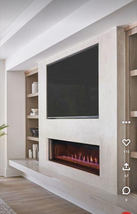 Tv Built Ins, Living Room Built In Units, Electric Fireplace Ideas With Tv, Fireplace Ideas With Tv, Electric Fireplace Ideas, Electric Fireplace Living Room, Recessed Electric Fireplace, Tv Built In, Feature Wall Living Room