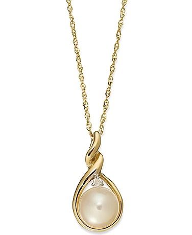 Necklaces: Diamond, Gold, Silver, Gemstone - Macy's Simple Pearl Pendant, Single Pearl Pendant, Luxe Necklace, Diamond Pendant Sets, Cultured Pearl Necklace, 14k Gold Necklace, Pearl Pendant Necklace, Freshwater Cultured Pearls, Girly Jewelry