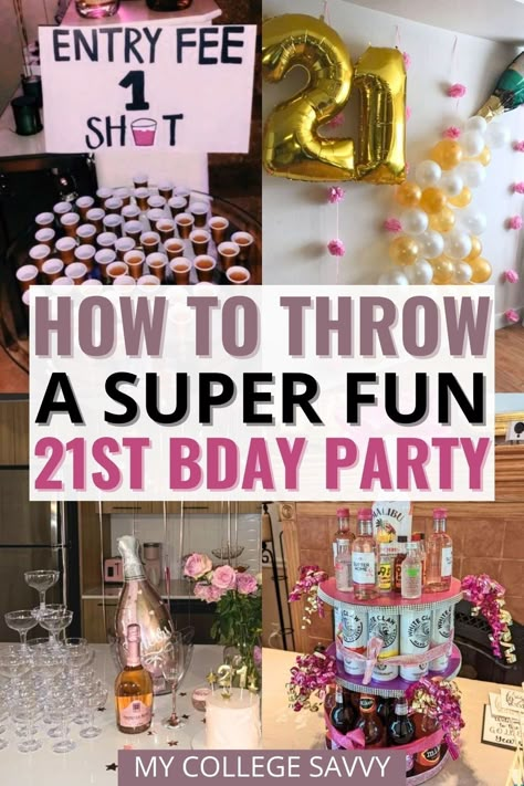 Looking for something to do for your 21st birthday party? Throwing a party for a friend who's turning 21 soon? Here are 40 insanely fun 21st birthday ideas for the best birthday yet! 21st Birthday Party Games Families, 21st Birthday Party Bar Ideas, 21st Birthday Party Games Drinking, Cool 21st Birthday Ideas, 21st Party Activities, 21st Birthday Centerpieces Diy, 21st Birthday Ideas With Family, Easy 21st Birthday Decorations, 21st Birthday Colour Scheme