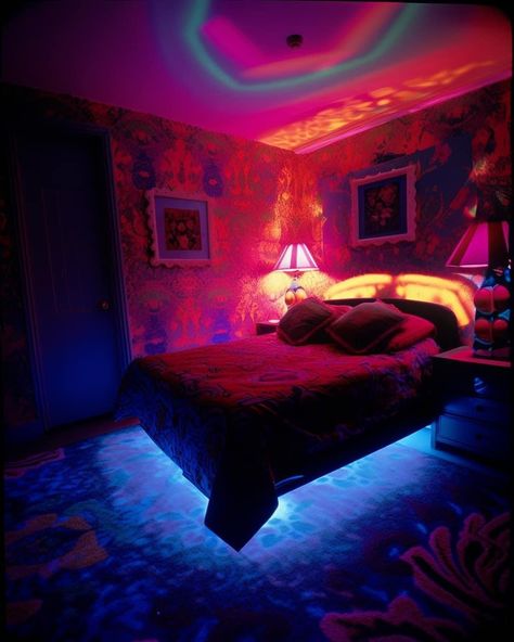 Psychadelic Room, Psychadelic Room Aesthetic, Starfire Aesthetic, Princess Castle, House Inside, Canopy Bed, Dream House Decor, Room Aesthetic, Aesthetic Room