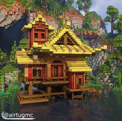 Minecraft Beautiful House, Minecraft Beautiful, Japanese Minecraft Builds, Minecraft Japanese House, Description Ideas, Minecraft Japanese, Minecraft Building Ideas, Minecraft Idea, Minecraft City Buildings