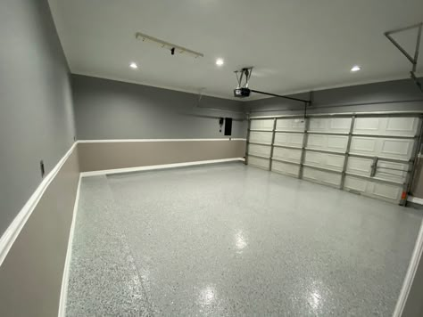 Epoxy floors 
Garage remodel 
Two tone garage 
Trim 
Baseboards
Crown moldings Two Tone Garage Walls, House And Garage Different Colors, Garage Colors Wall Ideas, Garage Walls Paint Colors, Garage Trim, Garage Paint Ideas, Painted Garage Walls, Garage Paint Colors, Baseboard Ideas