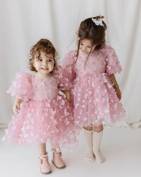 Ozge Karahuyuklu | Sisters = Built in best friends for life 🩷 The sweetest Sisters in our Alara Butterfly Dress 🫶🩷 Shop this gorgeous dress and more online… | Instagram Same Dress For Sisters, Sisters Dresses Matching Indian, Sister Weding Dress, Twins Dress Sisters, Groom Cartoon, Bride And Groom Cartoon, Butterfly Sisters, Friends For Life, Combo Dress