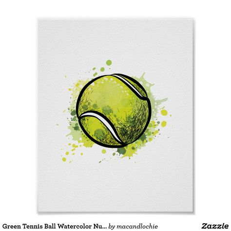 Tennis Art Painting, Sports Themed Nursery, Green Posters, Sports Nursery Theme, Kids Art Poster, Tennis Art, Watercolor Nursery, Themed Nursery, Water Painting