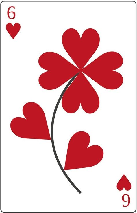 6 Of Hearts Playing Card, Play Cards Art, Flower Playing Cards, Queen Of Hearts Card, Hearts Playing Cards, Play Cards, Custom Playing Cards, Playing Cards Art, Playing Cards Design