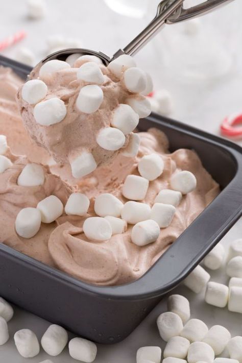 ♥ Hot Chocolate No-Churn Ice Cream ♥ no-churn ice cream packed with mini marshmallows and hot cocoa powder is a winter wonder. Hot Cocoa Powder, Hot Chocolate Ice Cream, No Churn Ice Cream, Cream Desserts, Monkey Bread, Chocolate Ice, Ice Cream Desserts, Köstliche Desserts, Mini Marshmallows