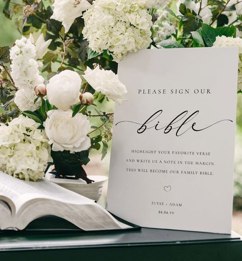 Printable Sign Our Bible Sign, Minimalist Wedding Bible Guest Book Sign, Modern Please Sign Our Guest Book Sign, Wedding Signage, Ellesmere Wedding Bible Guest Book, Bible Guest Book, Wedding Bible, Christian Wedding, Guest Book Sign, Sign Wedding, Wedding Signage, Sign Templates, Wedding Book