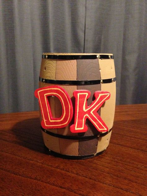 Donkey Kong Decor, Donkey Kong Trunk Or Treat, Donkey Kong Decorations, Donkey Kong Barrel, Donkey Kong Party, Mario Room, Super Mario Bros Party, Cute Promise Rings, Mario Bros Party