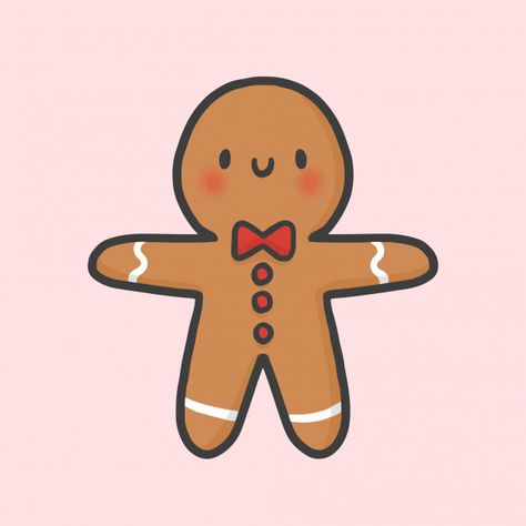 Galleta de jengibre navidad mano dibujado vector de estilo de dibujos animados Vector Premium Easy Christmas Drawings, Xmas Drawing, Christmas Pfp, Kawaii Doodles, Christmas Cartoons, Christmas Drawing, Jingle All The Way, Christmas Illustration, Christmas Gingerbread