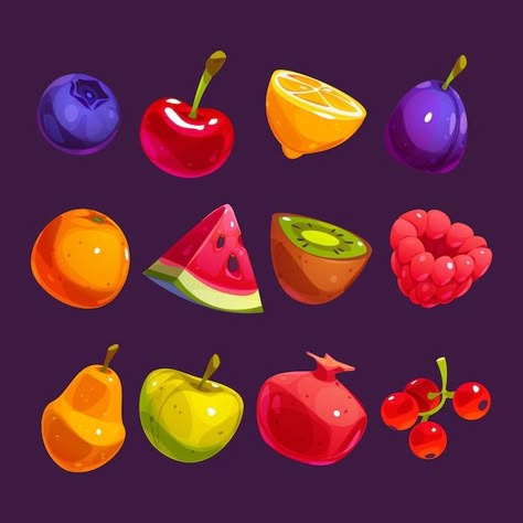 Game Fruit, Fruit Icons, Props Concept, Game Icons, Fruit Vector, Props Art, 2d Game Art, Casual Art, Red Currant