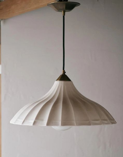 Vintage Inspired Handcrafted Fluted Farmhouse Porcelain Pendant Light For Sale at 1stDibs | porcelain light fixture, jeanne fluted white porcelain dome pendant light, friedel dunbar Porcelain Pendant Light, Wood Island, Suspension Vintage, Wall Lighting Design, Ceramic Light, Outdoor Sconces, Bronze Hardware, Modern Wall Lights, L Shaped Sofa