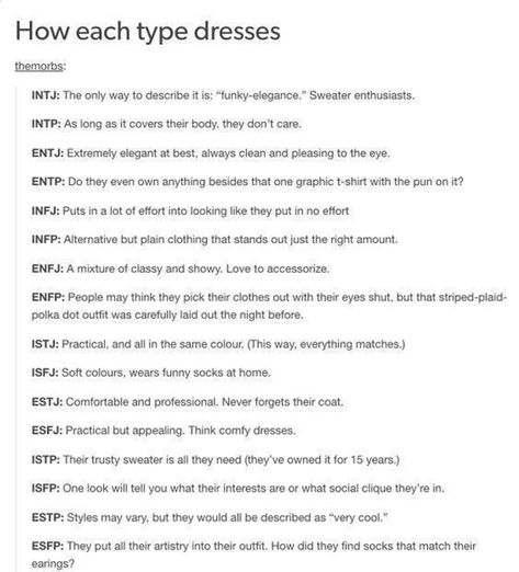 11 (More) Times They Got Myers Briggs Right Mbti Fashion Style, Enfj Style Fashion, Entp Fashion, Mbti Style, Mbti Fashion, Personalidad Enfp, Infp Personality Type, Enfp Personality, Intj And Infj