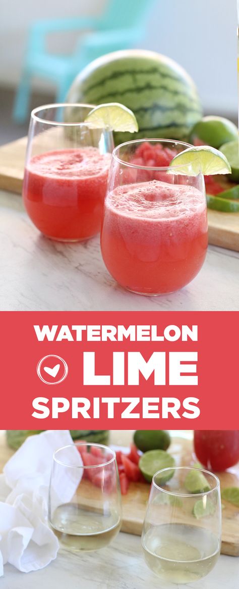 Watermelon and Lime Spritzers Watermelon Spritzer, Watermelon Juice, Pinot Grigio, Drink Me, Key Lime, Summer Parties, Tasty Recipes, Grad Party, So Delicious