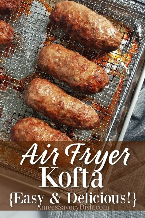 Ground Lamb Air Fryer, Air Fryer Kofta, Beef Kofta Air Fryer, Easy Kofta Recipe, Kofta Air Fryer, Kofta Recipe Beef, Ground Beef Air Fryer Recipes, Kefta Kabob Recipe, Ground Beef Air Fryer