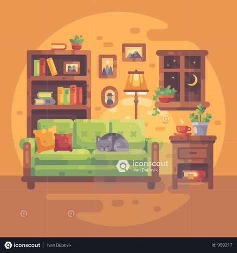 Cozy Evening At Home Illustration