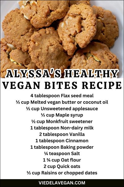 Alyssa’s Healthy Vegan Bites Recipe Vegan Bites, Oatmeal Bites, Vegan Snack Recipes, Guilt Free Snacks, Eating Better, Vegan Snack, Flax Seed Recipes, Nutritious Recipes, Healthy Oatmeal