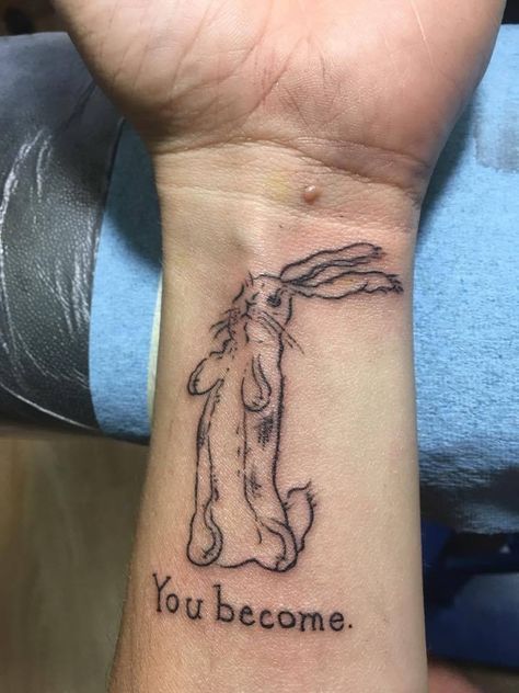 Velveteen Rabbit Tattoo, The Velveteen Rabbit, Bunny Tattoo, Rabbit Tattoo, Bunny Tattoos, Velveteen Rabbit, Rabbit Tattoos, Hand Poked Tattoo, Cool Tattoos For Guys