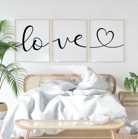 Couple Room Decor Ideas, Bedroom Pictures Above Bed, Couple Room Decor, Decor Over Bed, Over The Bed Wall Decor, Bedroom Wall Decor Above Bed, Bed Wall Decor, Couple Room, Wall Art Love