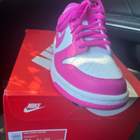 Pink and white dunks! Brand new Pink And White Dunks Outfit, Pink And White Dunks, White Dunks, Dunks Outfit, Pink Nikes, Nike Pink, Summer Fits, Pink Outfit, Nike Dunks