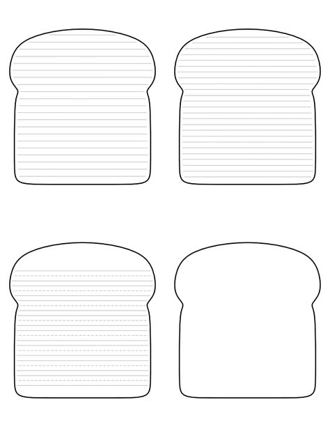 Free Printable Bread-Shaped Writing Templates Bread Template Free Printable, Bread Template, Build A Sandwich, Pretend Play Grocery Store, Play Grocery Store, Writing Paper Template, Handwriting Lines, Lined Writing Paper, Bread Shaping