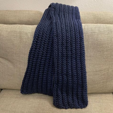 Excited to share the latest addition to my #etsy shop: Crochet scarf handmade winter unisex acrylic yarn long warm accessory rib knit look https://etsy.me/3LV2yMQ #winter #scarf #crochet #knit #handmade #acrylic #wool #warm #blue #wedding #gift Navy Blue Crochet, Blue Crochet Scarf, Blue Crochet Scarves For Winter, Blue Chunky Scarf, Blue Hand Knitted Scarf, Blue Knitted Scarf, One Size, Cozy Accessories, Hand Knit Scarf, Crochet Scarves