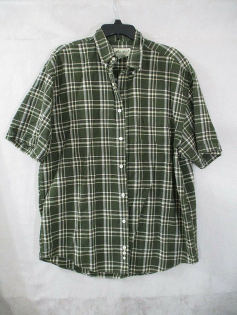 Eddie Bauer Plaid Linen Flannel Short Sleeve Shirt Mens Large Green  Great Condition - See Pics For Details & Measurements Ships Same Day If Ordered Before 2PM EST Buy With Confidence, 60 Day Free Returns Eddie Bauer Mens Outfits, Green Outfit Men, Mens Button Up Shirts, Blazer Ideas, Button Up Shirt Men, Short Sleeve Flannel, Flannel Fits, Fire Shirt, Flannel Shorts