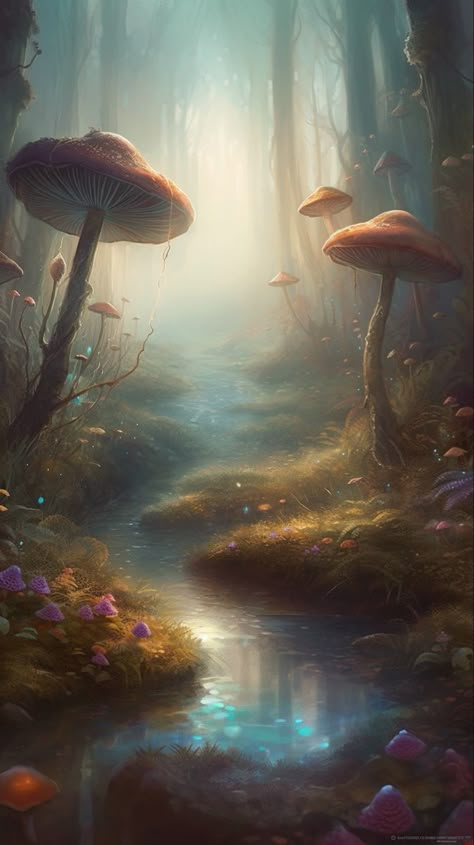 Mystical Mushroom illustration, forest, mushroom art, magical illustration, cell phone wallpaper, ai illustration, mushroom core Fairy Backgrounds, Magical Village, Mushroom Background, Mushroom Core, Giant Mushroom, Mushroom Wallpaper, Love Selfie, Mushroom Forest, Forest Illustration