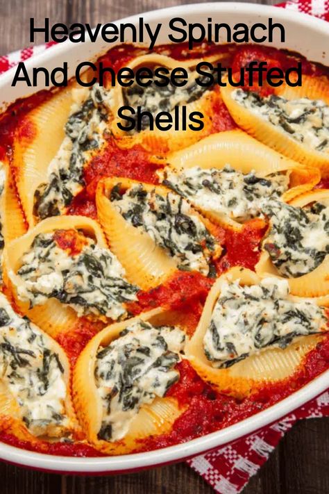 Heavenly Spinach And Cheese Stuffed Shells baked in a white casserole dish. Sausage And Spinach Stuffed Shells, Spinach Stuffed Shells, Minced Chicken Recipes, Cheesy Spinach, Minced Meat Recipe, Shells Recipe, Cheese Stuffed Shells, Ground Chicken Recipes, Ground Meat Recipes