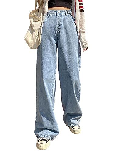 Baggy Boyfriend Jeans, Streetwear Pants, Jeans High Waist, Straight Trousers, Jeans Material, Pants Wide Leg, Korean Outfits, Small Waist, High Jeans