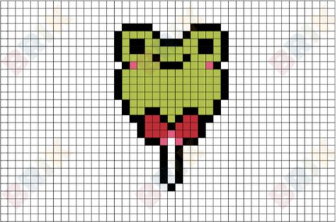 Pixel Art Pattern Frog, Pixel Art Ideas Cute Mini, Frog Hama Beads, Frog Pixel Art Grid, Cute Mini Pixel Art, Pixel Art Frogs, Cute Frog Pixel Art, Frog Perler Bead Pattern, Cute Pixel Art Kawaii