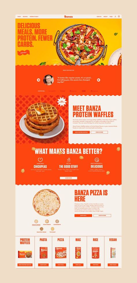 Home page website design inspiration. #website #design #e-commerce #store #shop #brutalism #waffle #pizza #pasta #mac #rice Food Website Design Inspiration, Home Page Website Design, Home Page Website, Waffle Pizza, Food Website Design, E Commerce Website Design, Restaurant Website Design, Food Web Design, Unique Website Design