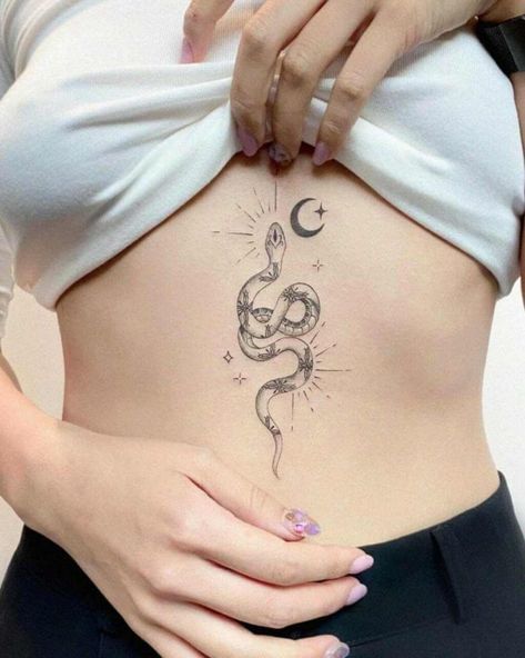 Sternum Tattoo Design, Small Tattoos For Women, Small Chest Tattoos, Snake Tattoo Design, Cool Chest Tattoos, Chest Tattoos For Women, Small Wrist Tattoos, Sternum Tattoo, Cool Small Tattoos