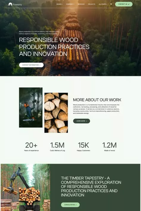 Immerse in nature with 'Forestry', a Nature-Inspired Green Eco Webflow website template. Embrace elegance and sustainability with a palette of rich blacks, pristine whites, and vibrant greens. Ideal for eco-centered industries, this template offers a modern, minimalist design focused on environmental messaging and innovation in responsible practices. Conservation Website Design, Modern Nature Graphic Design, Olive Green Website Design, Informational Website Design, Wood Website Design, Nature Web Design, Eco Website Design, Environmental Website Design, Outdoor Website Design