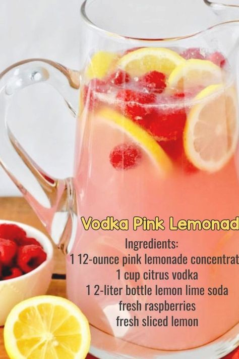 Lemonade Party Punch, Vodka Pink Lemonade, Party Drinks Ideas, Punch Recipes For A Crowd, Party Punch Recipe, Easy Party Drinks, Bridal Shower Drinks, Vodka Punch, Christmas Drinks Alcohol Recipes