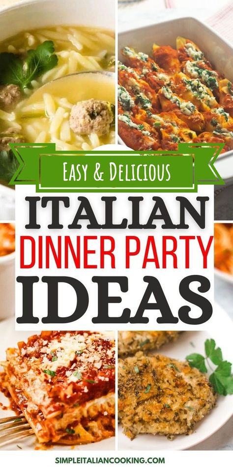 Easy Italian Dinner Recipes, Italian Dinner Menu, Italian Food Party, Easy Italian Dinner, Easy Italian Recipes, Authentic Italian Recipes, Italian Entrees, Italian Soup Recipes, Italian Buffet