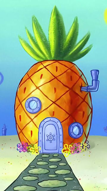 Spongebob's House Drawing, Sponge Bob House Drawing, Spongebob House Drawing, Spongebob House Painting, Spongebob Squarepants House, Spongebob Pineapple House, Spongebob House, Pineapple House, Fantastic Wallpapers