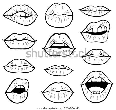 Sketches Dark Art, Lip Outline Drawing, Sketches Dark, Outline Drawing Tattoo, Lip Outline, Simple Face Drawing, Lips Sketch, Leopard Tattoos, Pencil Drawings Of Flowers