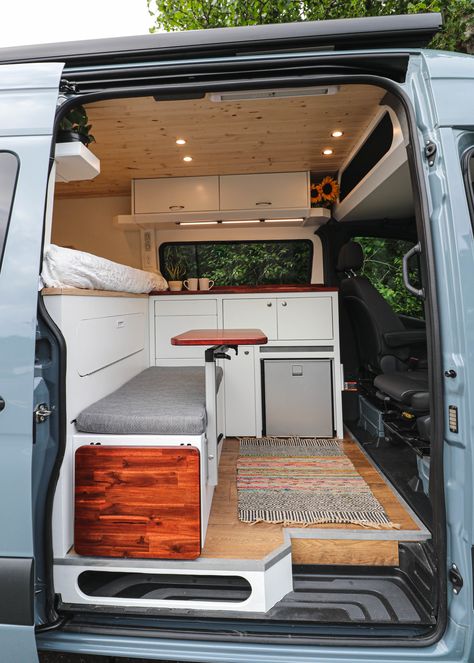 Freedom Vans latest conversion, called "Polley-Gone", built in a Mercedes Benz Sprinter 144" chassis. #van #vanlife #polleygone #freedomvans #vanconversion #tinyhome #homeonwheels #tinyhouse #tinyliving #rvlife #rvliving #smallspace #organization #cute #bellingham #vanconversioncompany Astuces Camping-car, Sprinter Conversion, Sprinter Van Conversion, Kombi Home, Van Conversion Interior, Campervan Life, Build A Camper Van, Build A Camper, Van Life Diy