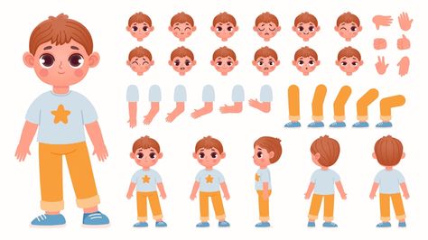 Cartoon Boy Character, Face Emotions, Vector Animation, Vector Character Design, Vector People, Baby Illustration, Kids Vector, Character Cartoon, Cute Bat