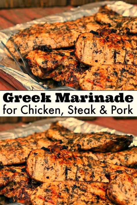 Greek Marinade For Chicken, Greek Marinade, Marinade For Chicken, Greek Chicken Marinade, Recipes Grilling, Recipes Steak, Steak Marinade Recipes, Meat Marinade, Chicken Marinade Recipes