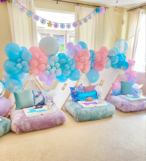 Teepee Themed Birthday Party, Sleeping Tent Party, Mermaid Teepee Party, Mermaid Tent Party, Slumber Party Teepee, Mermaid Sleepover Party, Mermaid Slumber Party, Tent Sleepover, Slumber Party Decorations